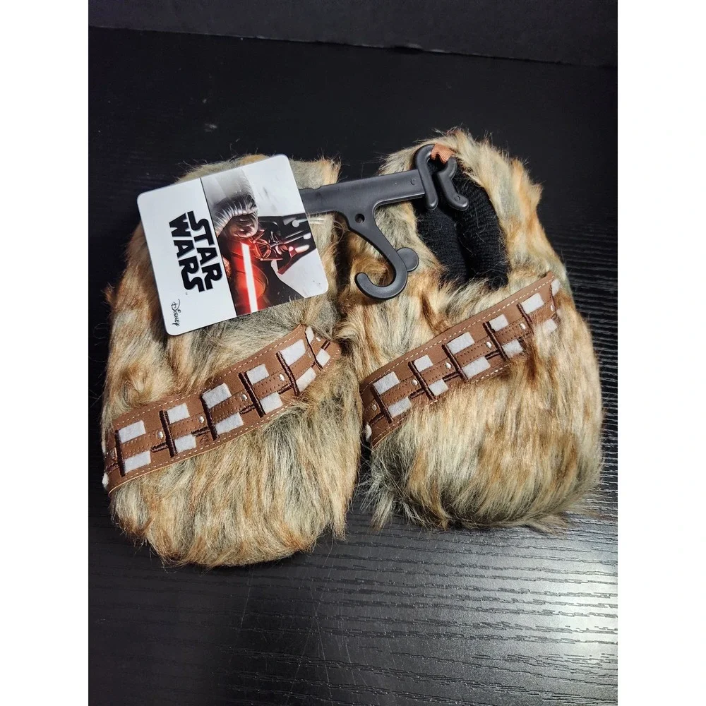 Star Wars Chewbacca Slippers Kids L 9-10 Brown Fuzzy Plush Cozy - Picture 1 of 6
